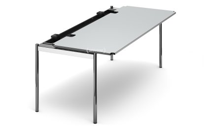 USM Haller Table Advanced, 200 x 75 cm, 02-Pearl grey laminate, Without hatch