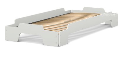 Stacking Bed Comfort, Light grey lacquered, Rollable