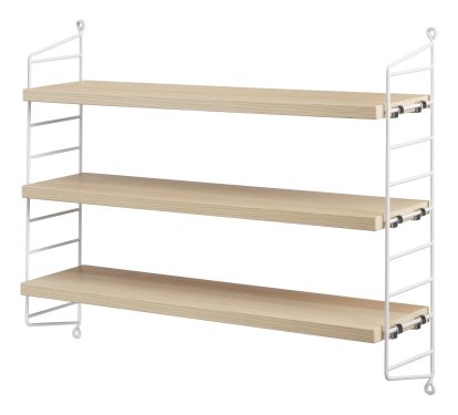 String Pocket Shelf, Shelves ash, panels white