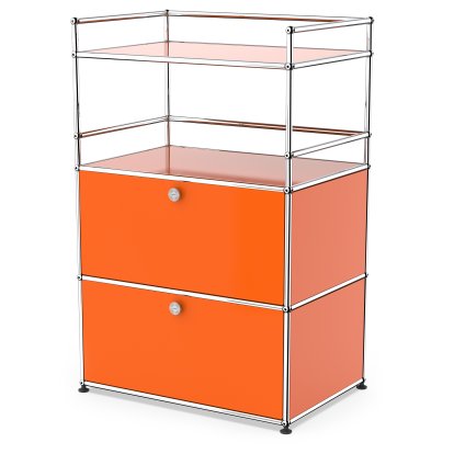 USM Haller bar highboard, Pure orange RAL 2004, With 2 drop-down doors