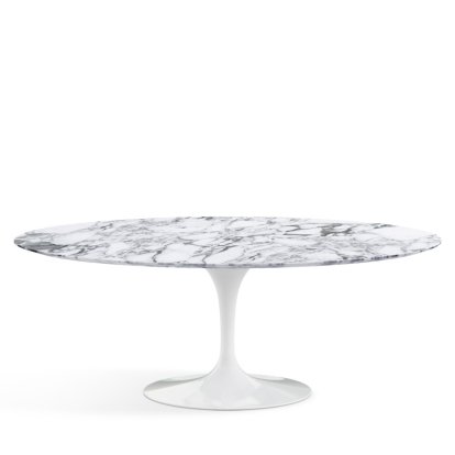 Saarinen Oval Dining Table, L 198 cm x  W 121 cm, White, Arabescato marble (white with grey tones)