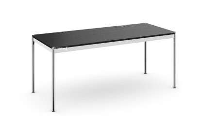 USM Haller Table Plus, 175 x 75 cm, 06-Black lacquered oak, Hatch right