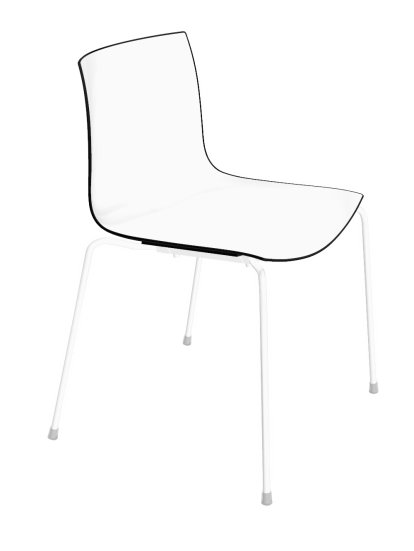 Catifa 46 Tube, White, Bicoloured, Back black, seat white, Without armrests