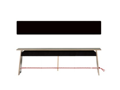 Langer Max Bench, 43 x 140 x 30 cm, FU black, Black and red