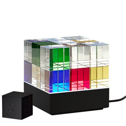 Cube Light Table Lamp, Black, lacquered, Colourful, With remote control