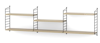 String System Shelf L, 20 cm, Black, Oak veneer