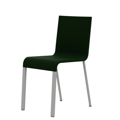 .03 Chair, Non-stackable, Base powder-coated silver sleek, Without armrests, Dark green