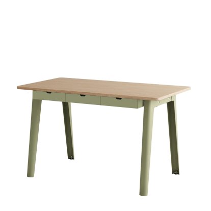 New Modern Desk, Metal/wood, 130 x 70 cm, With storage module, Khaki green