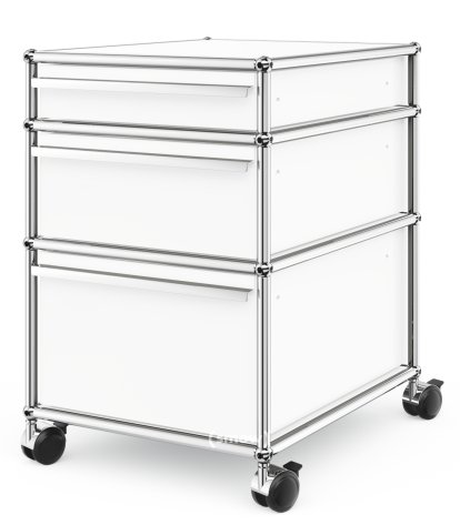 USM Haller Mobile Pedestal with 3 Drawers Type 2 (with Counterbalance), No locks, Pure white RAL 9010