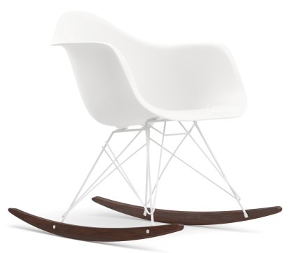 Eames Plastic Armchair RE RAR, White non-RE, Coated white, Dark maple