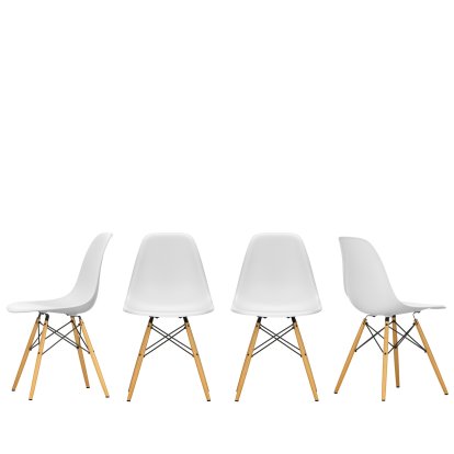 Eames Plastic Sidechair DSW Promotion Set of 4, Cotton white RE, yellowish maple