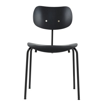 SE 68 Chair, Stackable, Without upholstery, Matt black powder-coated, Without armrests, Beech, black stained