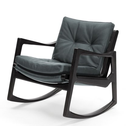 Euvira Rocking Chair Soft, Black stained oak, Classic leather grey