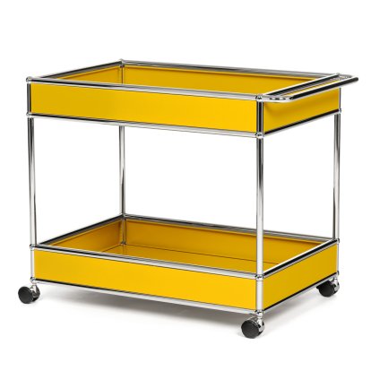 USM Haller Bar Trolley Type II with panelling, Golden yellow RAL 1004, Soft castors for hard floor surfaces