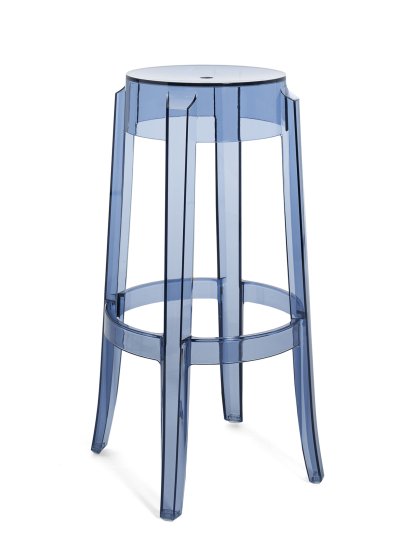 Charles Ghost Stool, Base 46 x Seat 29 x Height 75, Transparent, Powder blue