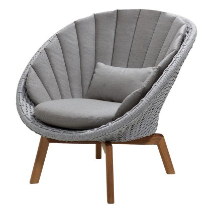 Peacock Lounge Chair, Medium flat soft Rope -Light grey, Natté - Taupe