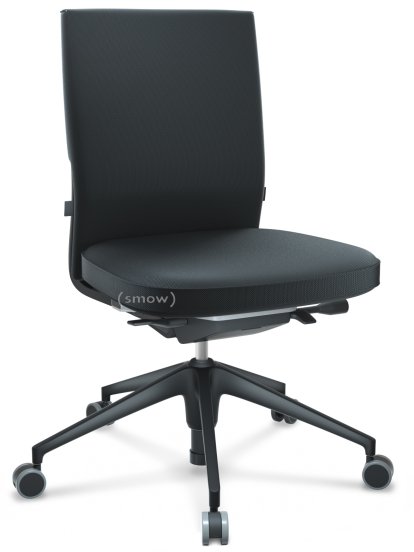 ID Soft, FlowMotion-with tilt mechanism, with seat depth adjustment, Without armrests, 5 star foot , basic dark plastic, Basic dark, Silk mesh seat and back, Nero, Soft castors for hard floor surfaces