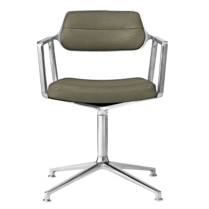 Swivel 453 Swivel Chair, Bosco green leather, Polished