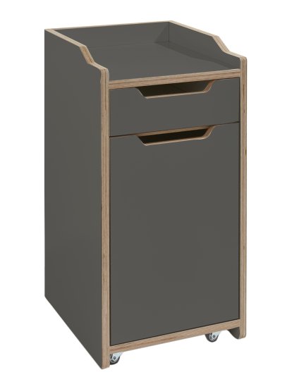 Plane Container , With door, hinge left, Melamine anthracite with birch edge