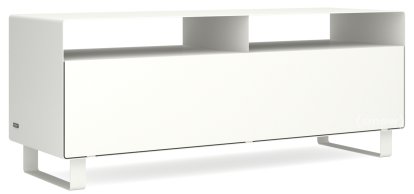 TV Lowboard R 109, Self-coloured, Pure white (RAL 9010), Sledge base lacquered in same colour as unit exterior