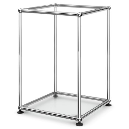 USM Haller High Side Table 35, Both panels glass, Clear glass