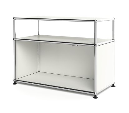 USM Haller Lowboard M with Extension, Customisable, Pure white RAL 9010, With drop-down door, With cable entry hole top centre