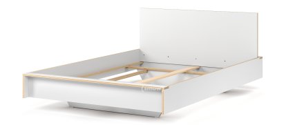 Flai Bed, 140 x 200, With headboard, CPL white, Without slatted frame