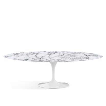 Saarinen Oval Dining Table, L 244 cm x W 137 cm, White, Arabescato marble (white with grey tones)