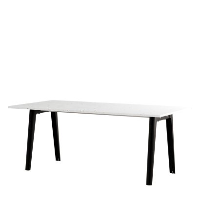 New Modern Dining Table Rectangular, Metal/Recycled Plastic, 190 x 95 cm, Graphite black