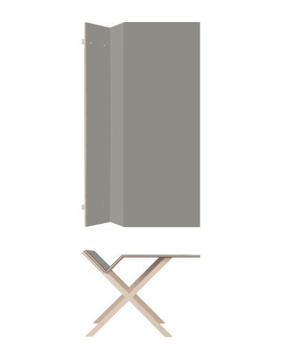 Kant Desk, 190 cm, 74 cm, FU (plywood, birch) linoleum grey