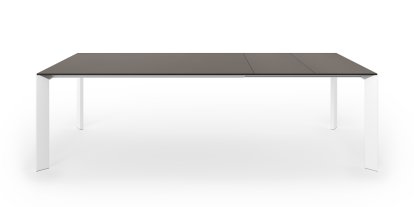Nori dining table, Fenix London grey with black edge, L 166-260 x W 100 cm, Aluminium with white lacquer