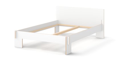 Siebenschläfer Bed, 140 x 200 cm, With headboard, White, Without slatted base