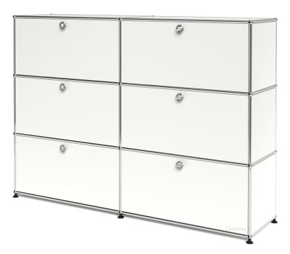 USM Haller Highboard L, Customisable, Pure white RAL 9010, With 2 drop-down doors, With 2 drop-down doors, With 2 drop-down doors