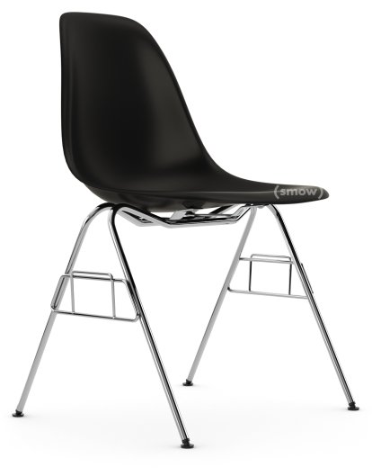 Eames Plastic Side Chair RE DSS / DSS-N, Deep black, Without upholstery, Without upholstery, Without linking element (DSS-N)