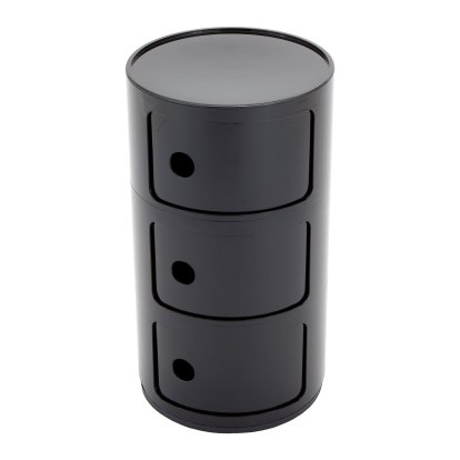 Componibili Container Round - 3 Compartments, Black