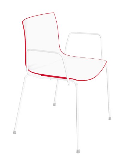 Catifa 46 Tube, White, Bicoloured, Back red, seat white, With armrests