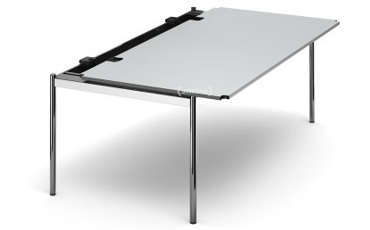 USM Haller Table Advanced, 200 x 100 cm, 02-Pearl grey laminate, Without hatch