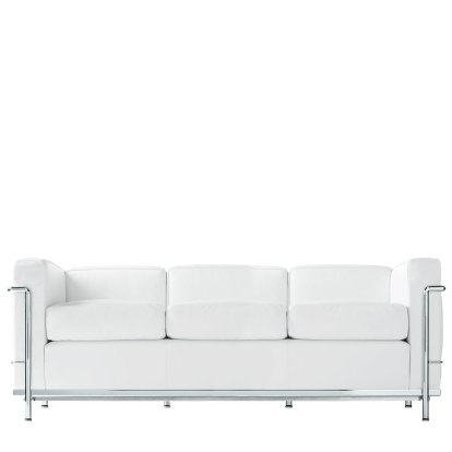 2 Fauteuil Grand Confort, petit modèle, trois places, Chrome-plated, Leather Scozia, White