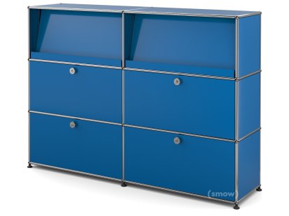 USM Haller Highboard L with Angled Shelves, Gentian blue RAL 5010