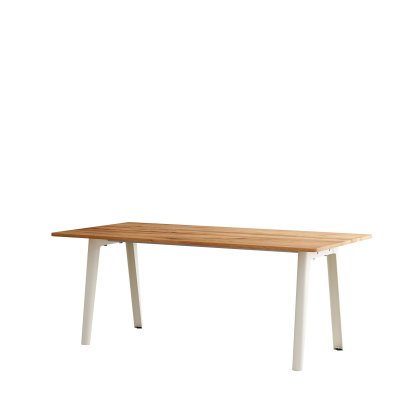 New Modern Dining Table Rectangular, Metal/Wood, 190 x 95 cm, Reclaimed oak, Cream white