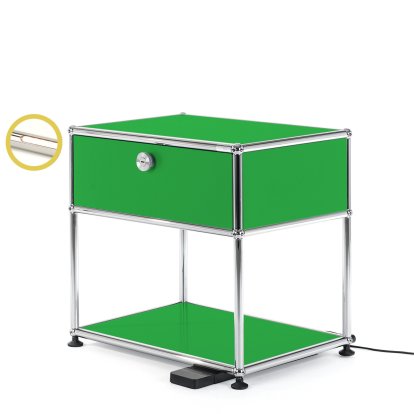 USM Haller Bedside Table with Dimmable Light, USM green
