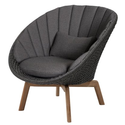 Peacock Lounge Chair, Medium flat soft Rope - Dark grey / Teak, Focus - Dark grey