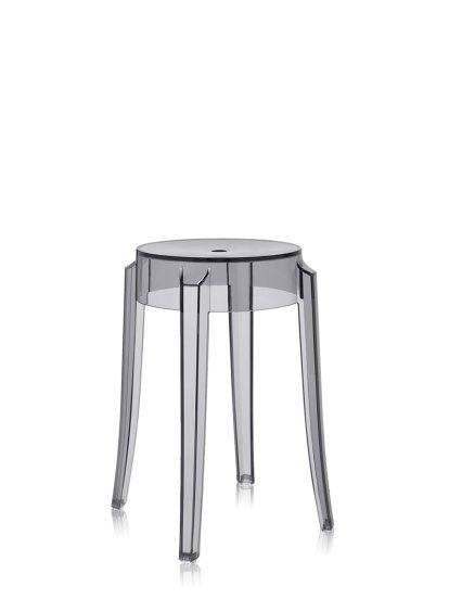 Charles Ghost Stool, Base 39 x Seat 26,5 x Height 46, Transparent, Fumé