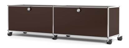 USM Haller TV-/HiFi-Lowboard, Customisable, USM brown, With 2 drop-down doors, Without cable entry hole