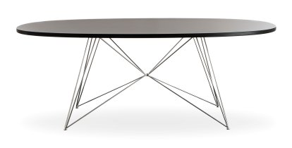 Tavolo XZ3 Oval Table, Black MDF, Chrome-plated