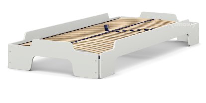 Stacking Bed Comfort, Light grey lacquered, Solid wood frame