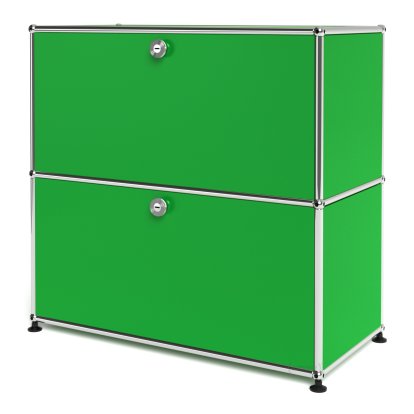USM Haller Sideboard M, Customisable, USM green, With drop-down door, With drop-down door