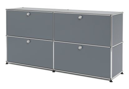 USM Haller Sideboard L, Customisable, Mid grey RAL 7005, With 2 drop-down doors, With 2 drop-down doors
