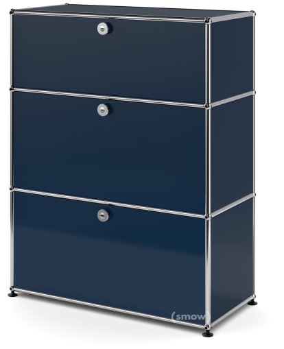 USM Haller Storage Unit with 3 Drawers, H 95 + 4 x W 75 x D 35 cm, Steel blue RAL 5011