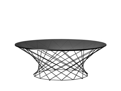 Oota Coffee Table, H 35 x ø 101 cm, Black glass, Matt black powder-coated